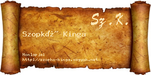 Szopkó Kinga névjegykártya